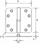 Afbeeldingen van Kogelstiftpaumelle / ronde hoeken / 89x89 mm 