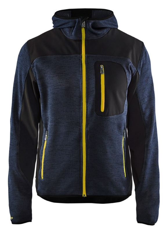 Afbeeldingen van Blåkläder/Gebreid vest met softshell/4930/Donkerblauw/Geel/L