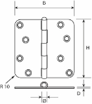Afbeeldingen van Scharnier / ronde hoeken / 89x89 mm / losse R