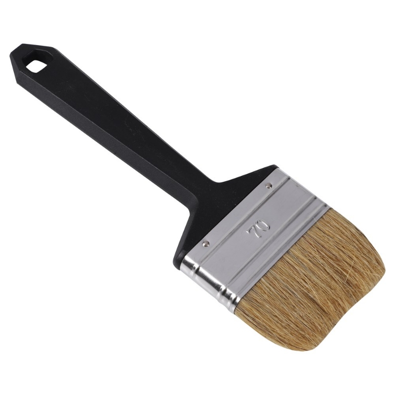 Afbeeldingen van Copenhagen Pro wegwerp platte kwast, maat 70, wit Chinees varkenshaar, kunststof steel.