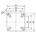 Afbeeldingen van ZWENKWIEL MET DUBBELE REM, VORK VAN GEPERST S