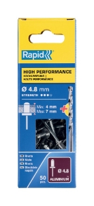 Afbeeldingen van Rapid 4,8x10mm High Performance blindklinknagels 50 st. + boor, Blister
