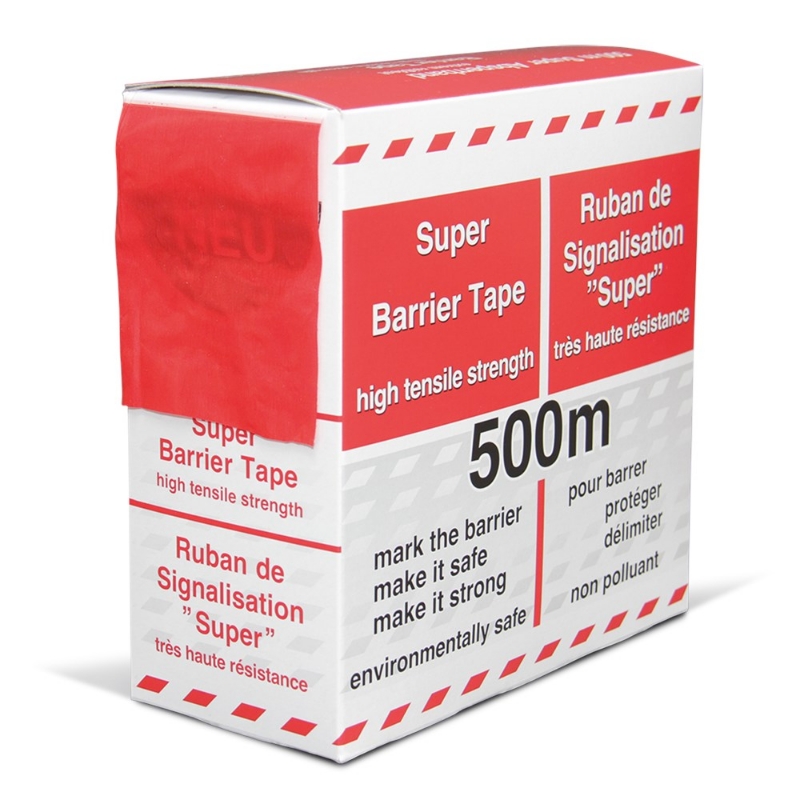 Afbeeldingen van Afzetlint HDPE Rood-Wit 80 mm x 500 m x 35µ