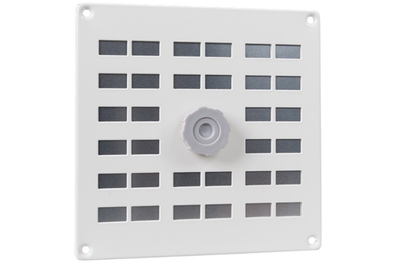 Afbeeldingen van Schuifrooster 200x200mm aluminium wit met gaas