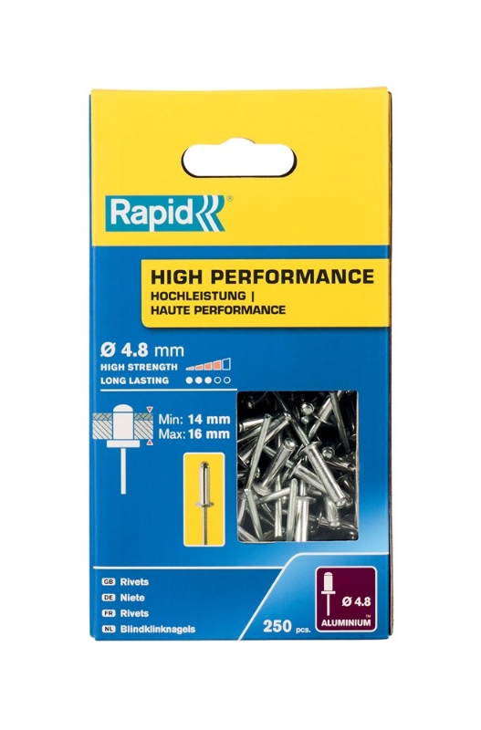 Afbeeldingen van Rapid 4,8x20mm High Performance blindklinknagels 250 st., Box