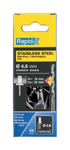 Afbeeldingen van Rapid 4,8x25mm RVS blindklinknagels 50 st. + boor, Blister