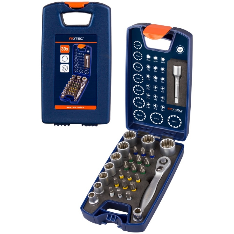 Afbeeldingen van Bit- en dopsleutel-set OPTI-LINE, bits PH-PZ-T-SW 30-dlg.