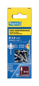 Afbeeldingen van Rapid 4x18mm High Performance blindklinknagels 50 st. + boor, Blister