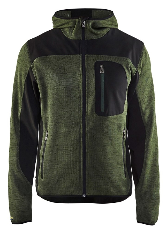 Afbeeldingen van Blåkläder/Gebreid vest met softshell/4930/Army Groen/Zwart/XL