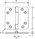 Afbeeldingen van Nylon glijlagerscharnier / 3 mm / doorgezette