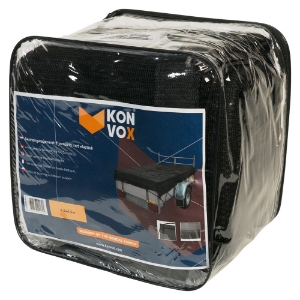 Afbeeldingen van Konvox Aanhangwnet fijnmazig met elastiek 2,5x4,5m Zwart