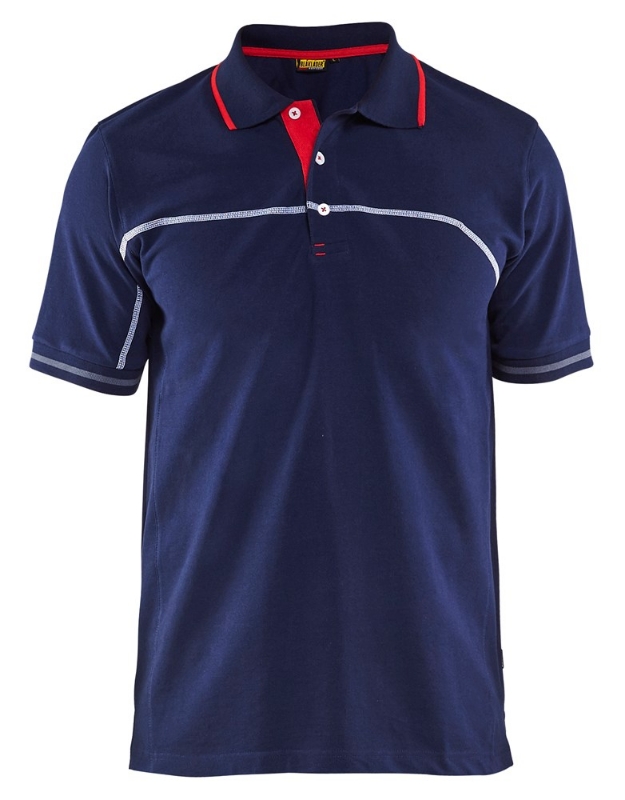 Afbeeldingen van Blåkläder/Poloshirt/3389/Marineblauw/Rood/L
