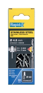 Afbeeldingen van Rapid 4,8x10mm RVS blindklinknagels 50 st. + boor, Blister