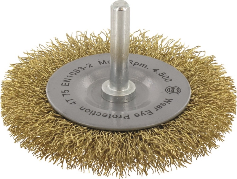 Afbeeldingen van Stiftborstel, gegolfd messingdraad, ø75x10x0,