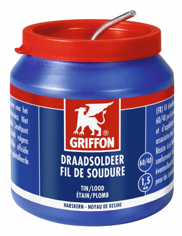 Afbeeldingen van Griffon Draadsoldeer Tin/Lood 60/40 Harskern Ø 1,5 mm Pot 500 g NL/FR