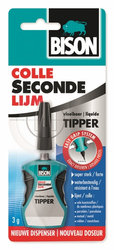 Afbeeldingen van Bison Secondelijm Tipper® Vloeibaar Blister 3 g NL/FR