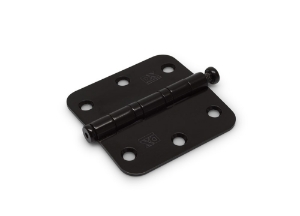 Afbeeldingen van Kogellagerscharnier / ronde hoeken / 76x76 mm / RVS pen / RVS geborsteld zwart