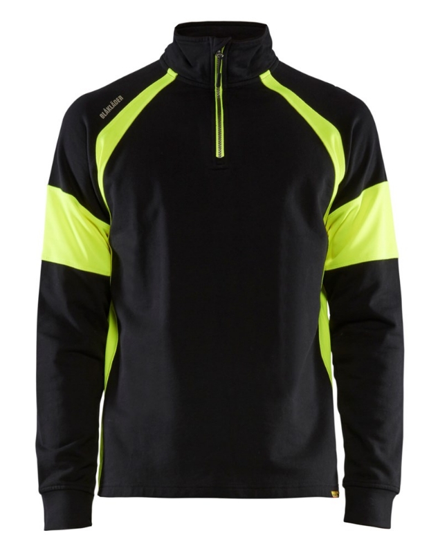 Afbeeldingen van Blåkläder/Sweatshirt met High Vis zones/3550/Zwart/High Vis Geel/L