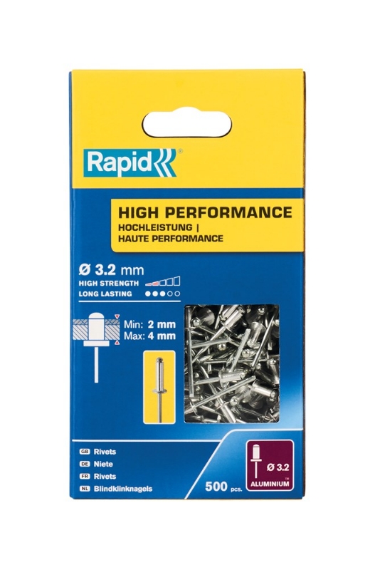 Afbeeldingen van Rapid 3,2x8mm High Performance blindklinknagels 500 st., Box