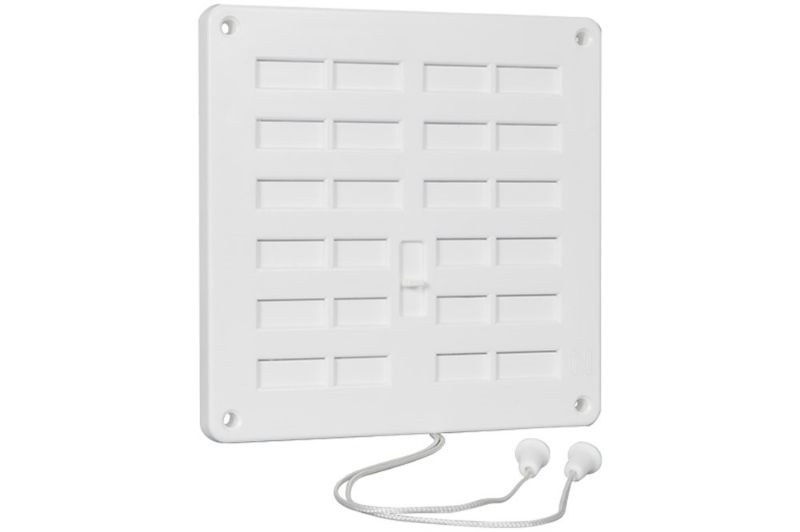 Afbeeldingen van Afsluitbaar ventilatierooster 160x160mm PS, kunststof wit