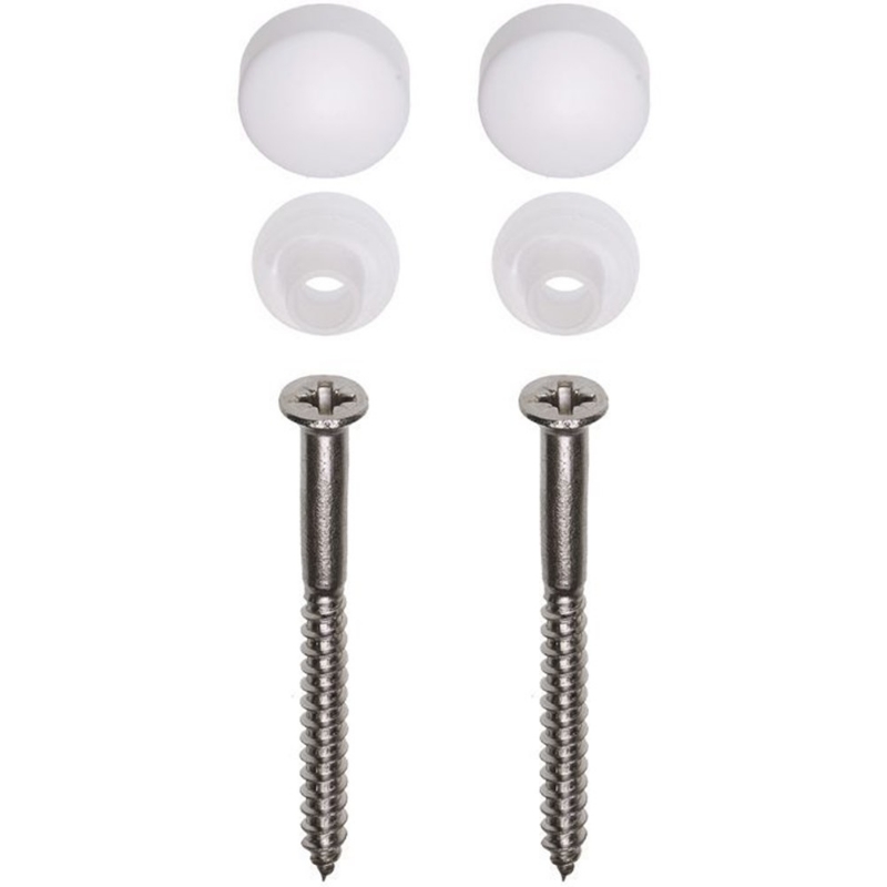 Afbeeldingen van Toiletpotset (2) RVS-lenskop L=70 witte kapje