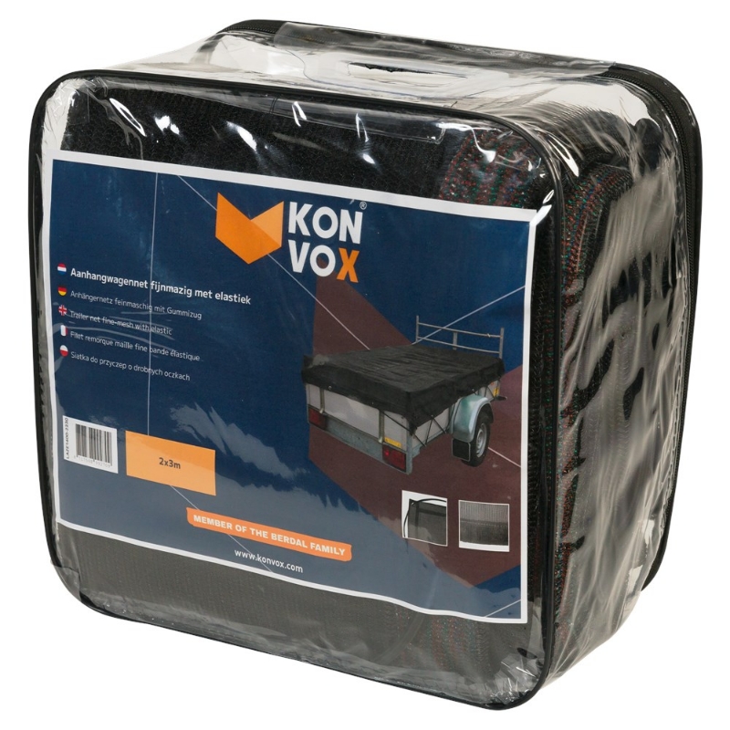 Afbeeldingen van Konvox Aanhangwnet fijnmazig met elastiek 2x3m Zwart