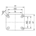 Afbeeldingen van TENTE ZWENKWIEL, TH. RUBBER, PLAATBEV, 100 MM