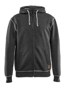Afbeeldingen van Blåkläder/Hooded sweatshirt met rits/3398/Zwart Mêlee/XXXL