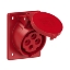 Afbeeldingen van CEE inbouw wcd schuin 16A 4p 400V 6h rood IP44 flens 70x85mm steek 50x65mm