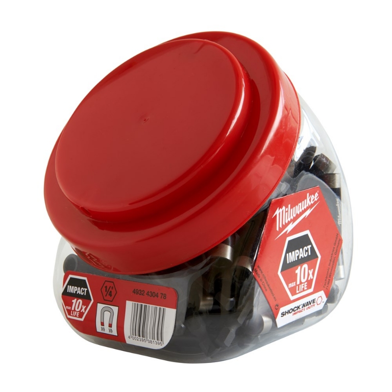 Afbeeldingen van MILWAUKEE® JAMJAR Shockwave magnetsche bithouder Magnetic bit holder 60 mm - jam jar (100pc) - 1 pc