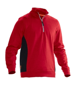 Afbeeldingen van Jobman 5401 Halfzip sweatshirt rood/zwart m
