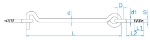 Afbeeldingen van Windhaken met 2 schroefogen 5.25X160 RVS A2