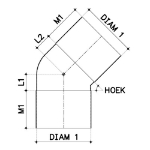 Afbeeldingen van 110mm bocht dw 2xlm 45