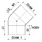 Afbeeldingen van 80mm bochtverj. hwa 1xlm 45