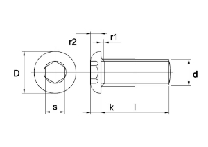 Afbeeldingen van Laagbolkopbout met binnenzeskant ISO 7380 RVS A2 M 10 X 20
