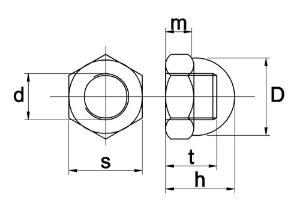 Afbeeldingen van Dopmoer DIN 1587 RVS A2 M 10