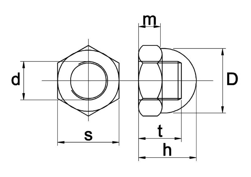 Afbeeldingen van Dopmoer DIN 1587 RVS A2 M 5