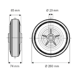 Afbeeldingen van Luchtwiel zwart 260mm Max. 150kg