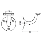 Afbeeldingen van Leuninghouder 65 hol zwart