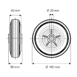 Afbeeldingen van WIELKERN VAN POLYPROPYLEEN MET ZWARTE RUBBERB