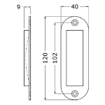 Afbeeldingen van Schuifdeurkom 120x40mm, ovaal naturel