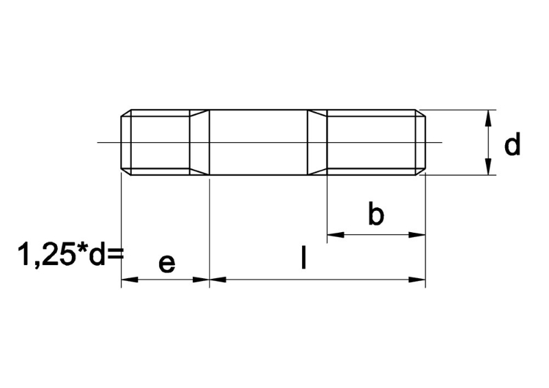 Afbeeldingen van Tapeind (inschroefeind ~ 1,25 d) DIN 939 5.8 onbehandeld staal M 12 X 65