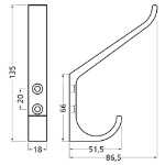 Afbeeldingen van Hoed-/jashaak enkel naturel
