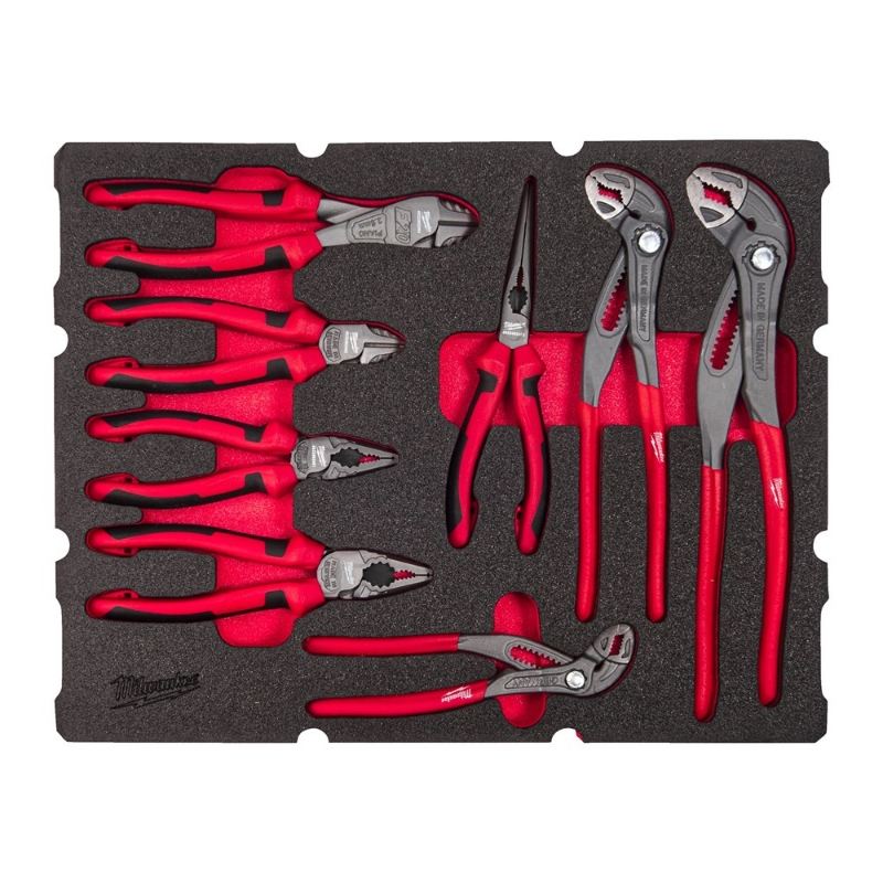 Afbeeldingen van MILWAUKEE® Foam inlay voor PACKOUT™ gereedschapskoffers met lades met tangen (8-delig) 8 pc Packout Drawer Pliers Foam Insert Set
