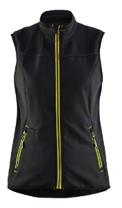 Afbeeldingen van Dames softshell bodywarmer L Zwart/High Vis 