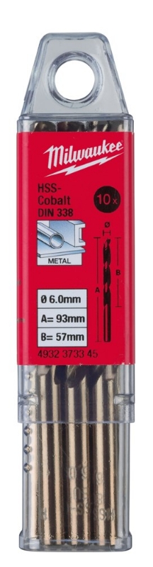 Afbeeldingen van MILWAUKEE® HSS-G Co metaalboor HSSGC 6.0 x 93 - 10 pcs