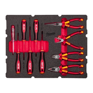 Afbeeldingen van MILWAUKEE® Foam inlay voor PACKOUT™ gereedschapskoffers met lades voor de elektricien (9-delig)