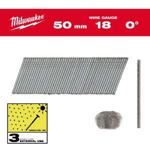Afbeeldingen van MILWAUKEE® Brad spijkers, 18 gauge, dunne kop Inox 18G / 50 mm / SC3 - 5.000 pc