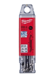 Afbeeldingen van MILWAUKEE® HSS-G metaalboor 4.00 x 55 - 10 pcs