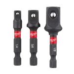 Afbeeldingen van MILWAUKEE® Dopadapter SHOCKWAVE 1/4Hex - 1/4, 3/8, 1/2 aandrijfvierkanten (3-delig) Impact adaptor set - 3pc